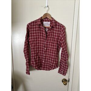 Frank & Eileen Shirt Womens XS Plaid Flannel Long Sleeve Red White Button Up